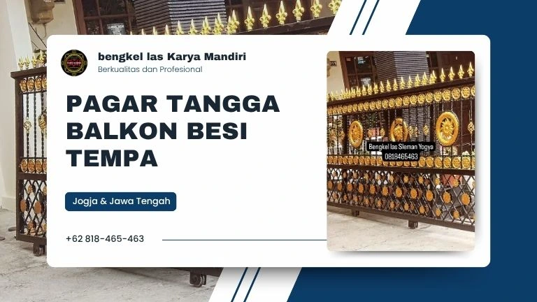 Pagar tangga balkon besi tempa